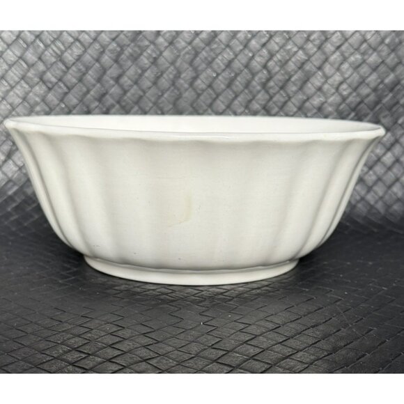White Ironstone Bowl Late 1800s Victorian Era Fluted Edge Knowles Taylor 9 Inch - Picture 4 of 10